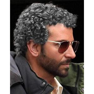 Grey Afro Curly Wig for Men 80s Disco Fluffy Synthetic Gray Elf Wig for Halloween Cosplay Hair Wigs