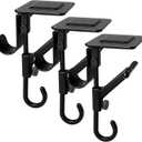 Fireplace Stocking and Garland Hanger, 2 in 1 Mantel Hangers for Garland, No Drill, Heavy Duty Adjustable Garland Hangers for Mantle, Christmas Mantle Garland & Stocking Holder (Black, 3PCS)