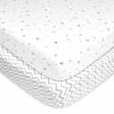 American Baby Company 2 Pack 100% Natural Cotton Fitted Crib Sheets 52" x 28" - Soft, Breathable, Hypoallergenic & Gentle Toddler Bed Sheets, Gray Star/Gray Zigzag, Neutral for Boys & Girls