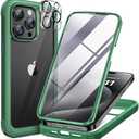 Miracase for iPhone 15 Pro Max Case 6.7'' Full-Body Phone case with Built-in Glass Screen Protector& Camera Protector,Drop Proof 15 Pro Max Cover,Green