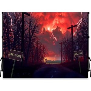 8x6ft Forest Backdrop Crimson Nightmare Sky with Deadwood Halloween Party Background Party Home Decorations Photo Studio Banner Props YUNBDJ1265