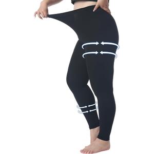 Plus Size 5XL Medical Compression Pantyhose for Women & Men, 20-30 mmHg Graduated Compression Leggings, Opaque Footless Waist High Compression Stockings for Edema, Varicose Veins, Flight, DVT, Black