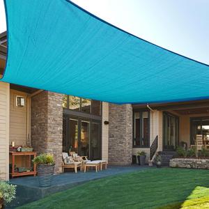 LOVE STORY Sun Shade Sail, 7' x 13' Turquoise Blue Rectangle Canopy Shades for Outdoor Patio Shading, UV Block Sunshade Cover