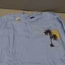 Cool Summer Vacation Men Women Sunset Beach Palm Tree T-Shirt, (Blue, M)