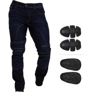 Juicy Trendz Men's Motorcycle Riding Jeans  Motocross Motorbike Pants with CE Certified Armor Knee & Hip Protection (36W x 30L, Mid Blue)