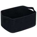 CubesLand Cube Storage Organizer Basket Bin, Rectangular Cotton Rope Basket, 14x10x7.08Inches, Black