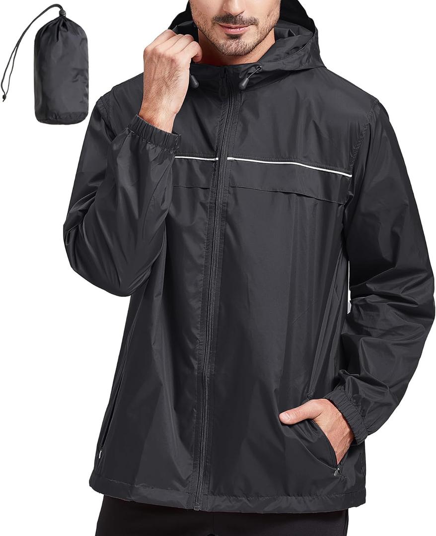 SWISSWELL Rain Jacket Men Waterproof Windbreaker Packable Lightweight Hooded Raincoat for Golf Cycling Hiking (XX-Large)