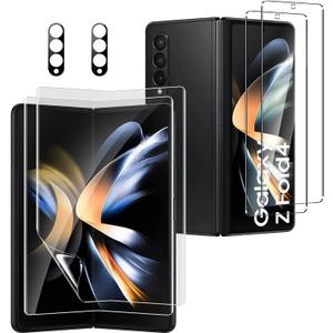 Tempered Glass Screen Protector for Samsung Galaxy Z Fold 4+ - 2X Protection with Inner Soft TPU Film Shield and Camera Lens Protector - Scratch Resistant, Bubble Free