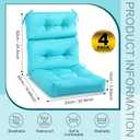 Geelin 4 Pcs High Back Patio Chair Cushion Indoor Outdoor Seat Chair Cushions Back Tufted Patio Rocking Pads Weather Replacement for Furniture (Blue)