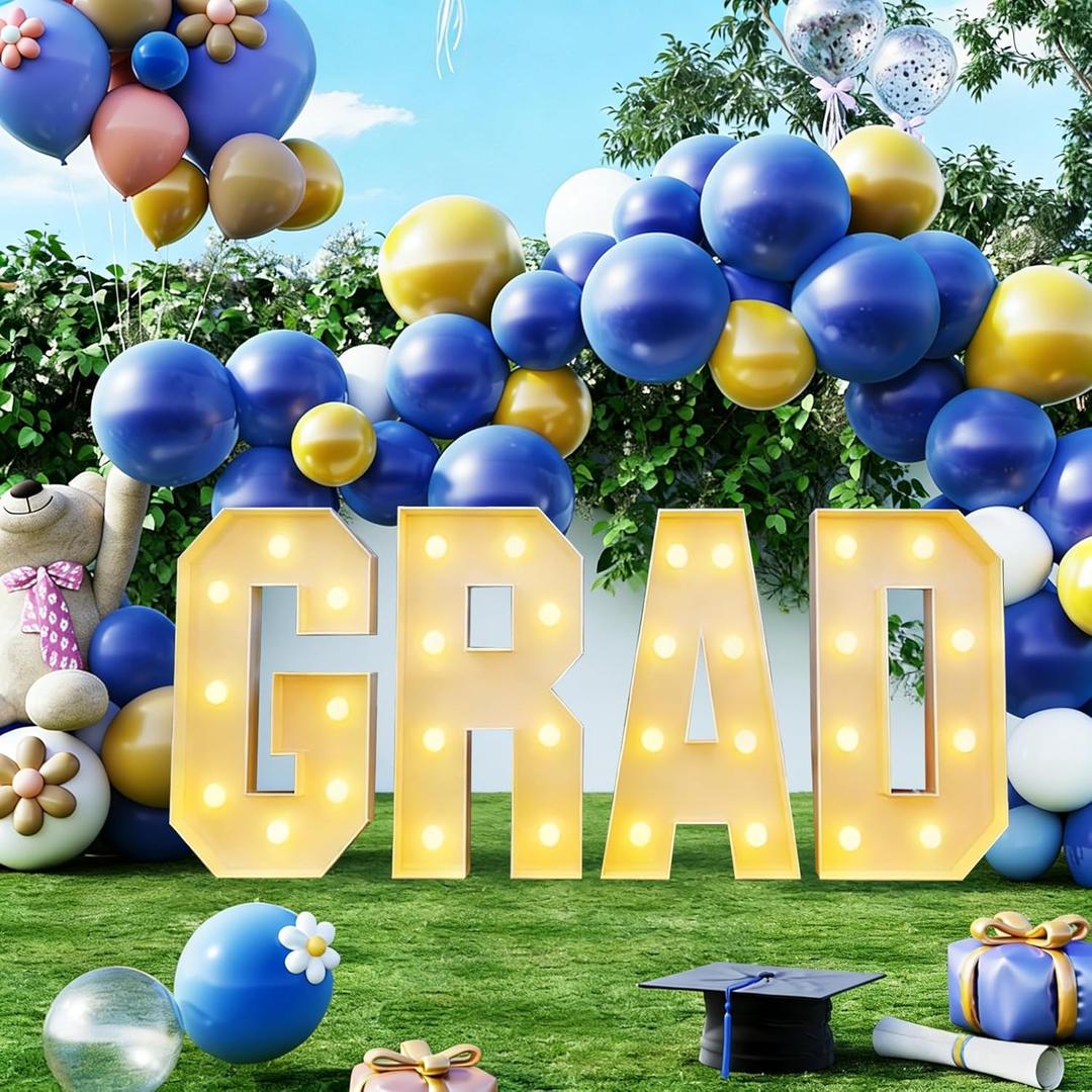 2.3FT LED Light Up GRAD Marquee Numbers, Class of 2026 Graduation Decorations for Indoor Outdoor, Large Pre-Cut Number Sign Kit for High School Senior College Graduation Party Photo Backdrop