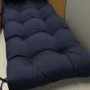 Blazing Needles Twill Tufted Bench Cushion, 55" x 19", Navy