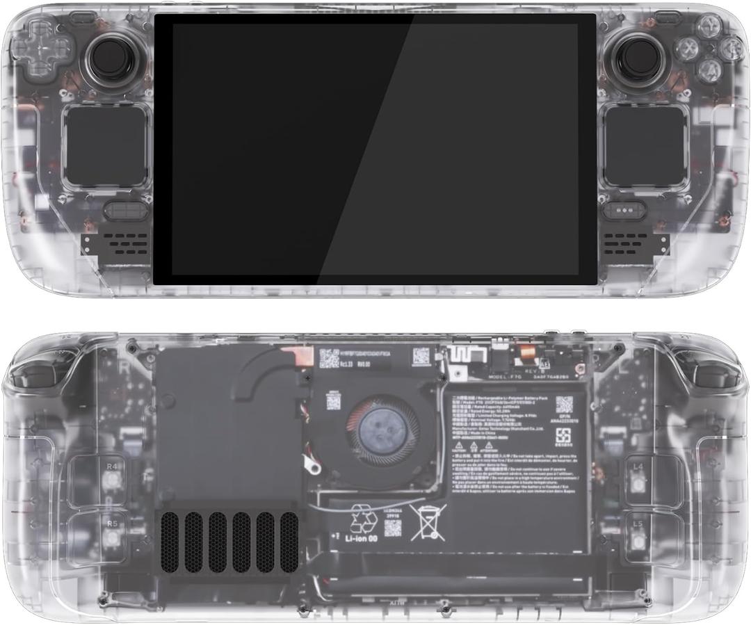 eXtremeRate Replacement Full Set Housing Shell with Buttons for Steam Deck OLED Handheld Console, Custom DIY Clear Faceplate Back Plate Trackpad Case for Steam Deck OLED Console - Without Console