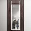 Over The Door Full Length Mirror Wall Mounted Hanging Full Body Length | 48*16"Mirror with 2 Metal Hangers for Bedroom Living Room Bathroom White