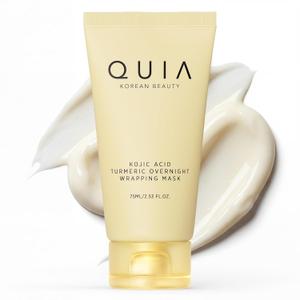 QUIA Turmeric + Kojic Acid Overnight Wrapping Mask Hydration Mask for Glowing Skin Evens Tone, Soothes Redness and Improves Skin Texture Korean Skincare 75ML