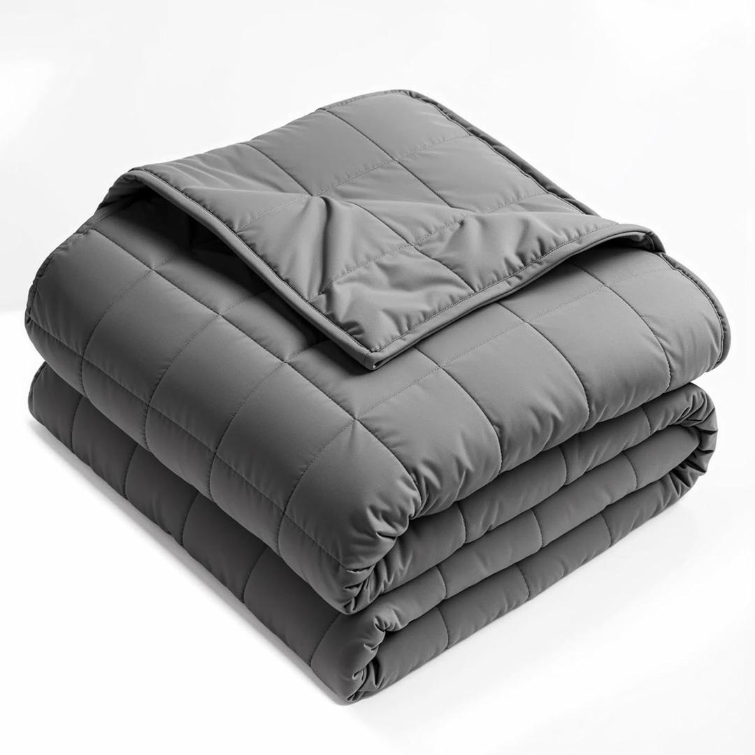 Smart Queen King Size Weighted Blanket (25 lbs, 78"x 85") for Adults Share Cooling Heavy Blanket, Breathable Cotton with Natural Glass Beads