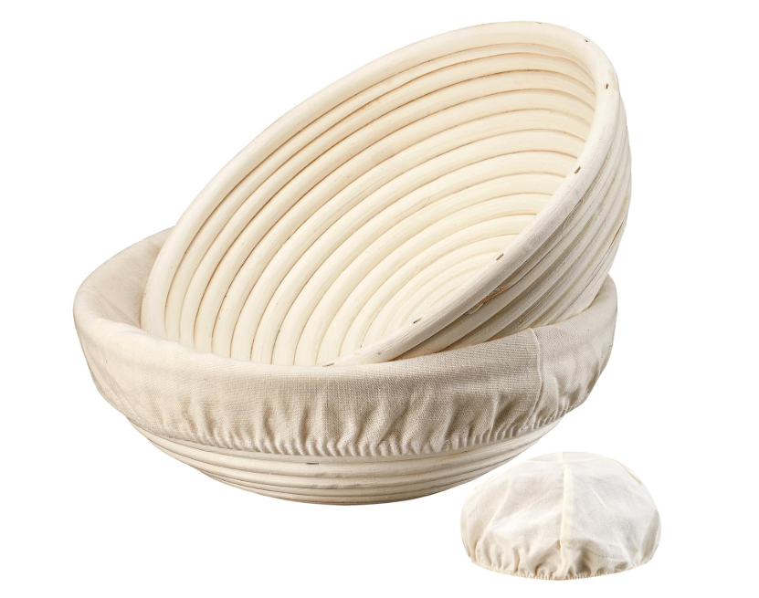 Dimpola Banneton Bread Proofing Basket  9 inch Banneton Basket Set of 2 Sourdough Proofing Basket Round Proofing Bowls Handmade Rattan Baskets and Liners