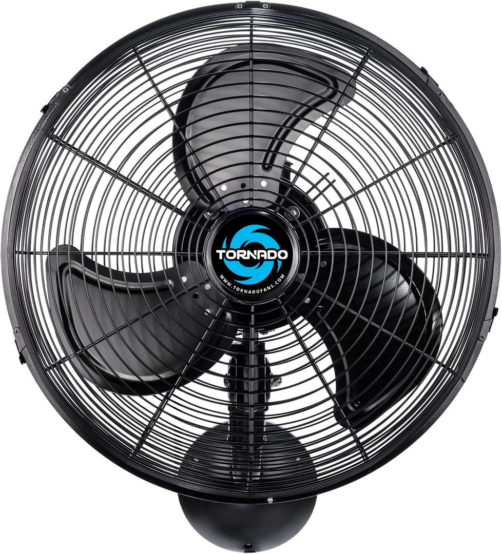 Tornado 16 Inch Pro Series Waterproof Outdoor Oscillating Wall Mount Fan - High Velocity Heavy Duty Metal Wall Mount Fan for Industrial, Commercial, Residential, and Greenhouse Use - UL Safety Listed