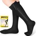 Ailaka Zipper Compression Socks Medical, 15-20 mmHg Knee High Compression Socks for Men Women, Close Toe Support Socks for Varicose Veins, Edema, Recovery, Pregnant, Nurse(Black, Medium)