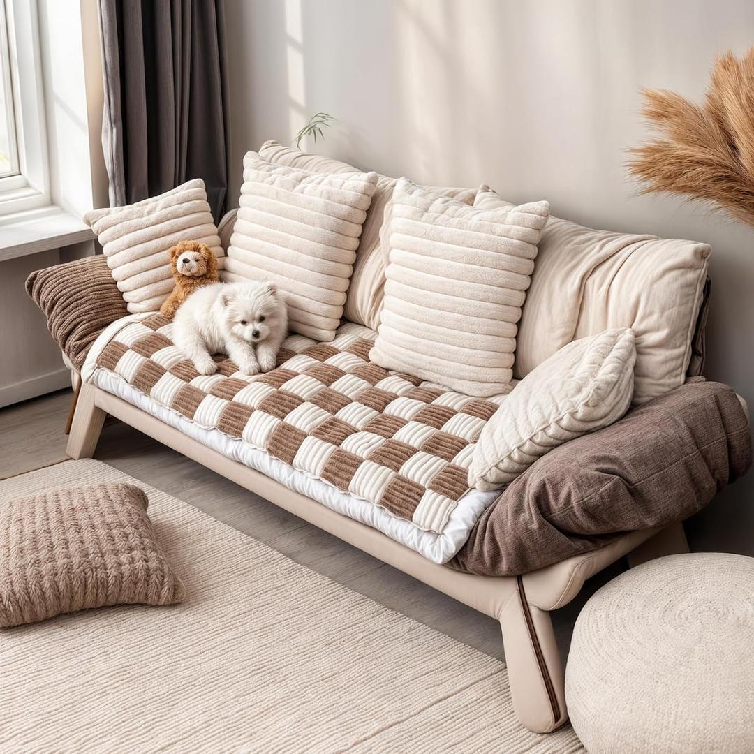 Dog Couch Cover Protector, Couch Covers for Sofa, Velvet Soft, Non Slip, Washable (Brown, 27.6 * 59.1inch)