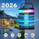 Solar Bug Zapper Outdoor, 4 in 1 Portable & Rechargeable Bug Zapper Outdoor with 5000mAH Battery, 4000V Mosquito Zapper Waterproof with LED Night Light, for Camping, Patio, Backyard