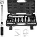 AEROFORCE 14PCS 3/8-Inch Drive Swivel Magnetic Spark Plug Socket Set with 3/8'' Torque Wrench (5-45 Lb.ft/6.8-61.2 Nm), Universal Joint & Extension Bar - Durable CR-V Steel for Easy Spark Plug Removal