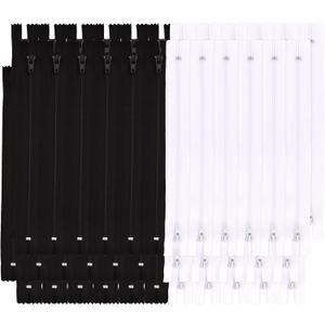 Amariver Zippers for Sewing - 100pcs Black & White Nylon Coil Zippers, 9 Inches, 2 Colors, 50 Pcs