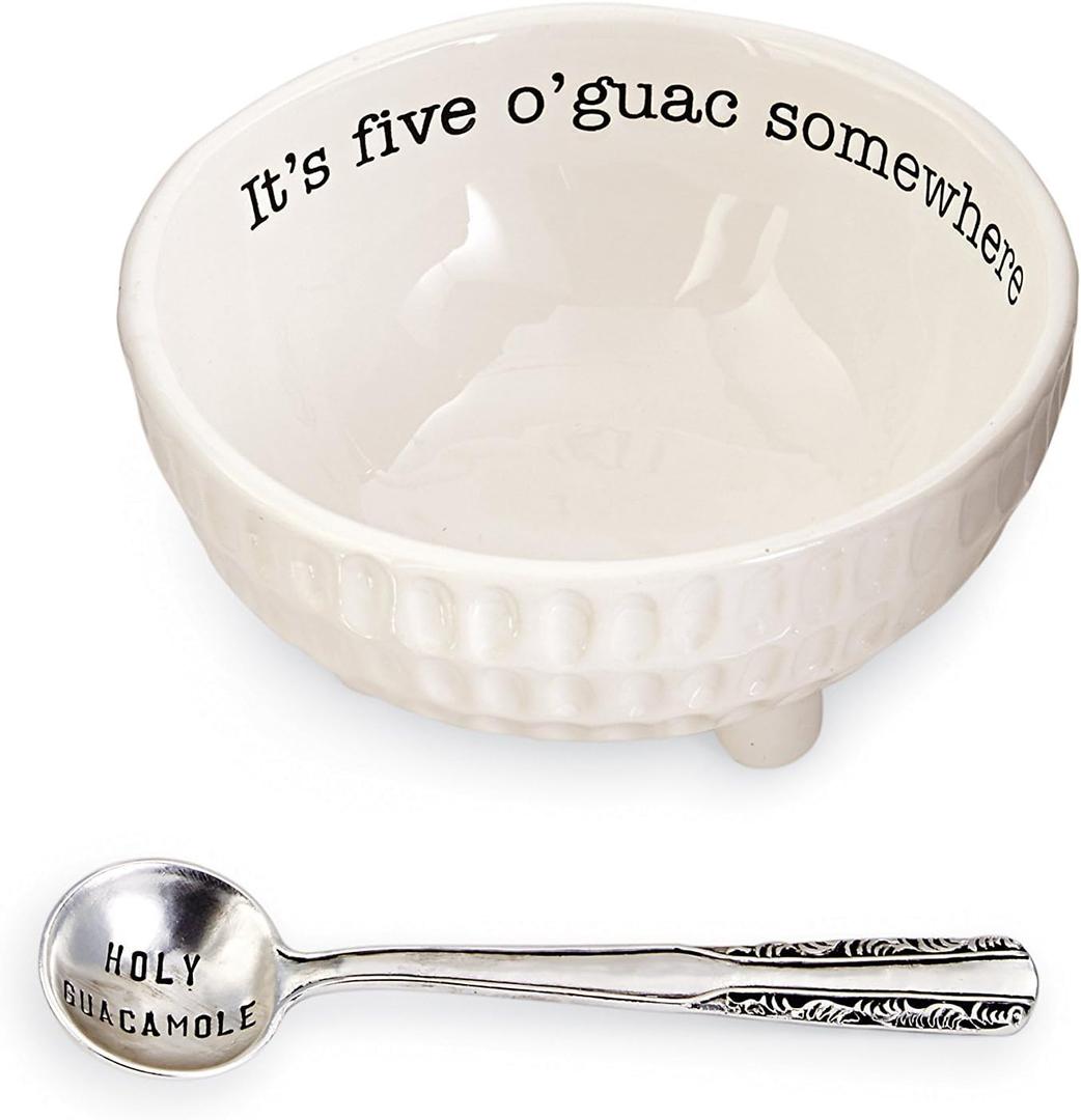 Mud Pie 4851076 Guacamole Serving Dish Set, White, 3" Height x 6" Diameter; 6" Lenght