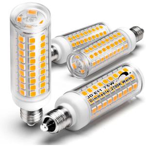 E11 Led Bulbs, JDE11 120V 75W Halogen Candelabra Bulbs Equiva Dimmable, T3 T4 Mini Base JD E11 Bulb, 2700K Warm White 7W 750lm for Chandeliers, Candelabra, Ceiling Fan, Table Cabinet Lighting, 4Pack