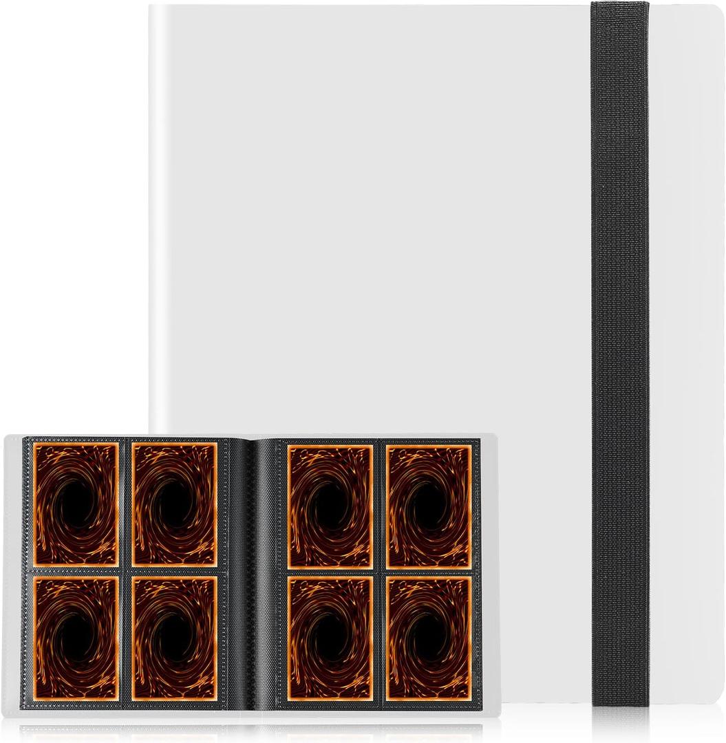 Card Binder, Upgraded 4 Pockets Trading Card Collection Binder for Cards, 160 Pockets Mini Card Book Holder Album - White
