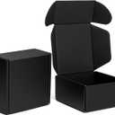 Mcfleet 4x4x2" Black Shipping Boxes - Corrugated Cardboard Mailing Box Packaging for Small Business - Tab Locking Literature Mailer Flat Empty Gift Packing Supplies 24 Pack