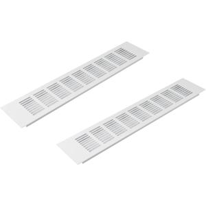 Vent Systems 15.75 x 3.15 Inch (Outer Size) - Pack of 2 - Rectangular Door Vent - White Aluminum Vent Cover, Toe Kick Vent Cover - HVAC for Home, Cabinet Vent - Intake/Exhaust Door Return Air Vent