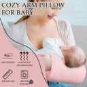 Baby Feeding Arm Pillow Breastfeeding Bottle Nursing Cozy Cradle Pillow for Newborn Soft Double Sided Muslin Cotton Head Support Comfortable Feeding for Mom(Pink,Simple)