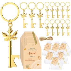 24 Sets Thanksgiving Party Bulk Happy Friendsgiving Gifts Include Maple Leaf Keychain Bottle Opener Gift Favors Happy Friendsgiving Card Organza Bag for Fall Favors Decoration
