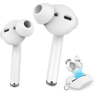 AhaStyle 3 Pairs AirPods Ear Tips Silicone Earbuds Cover [Not Fit in The Charging Case] Compatible with Apple AirPods (3 Pairs Small, White)
