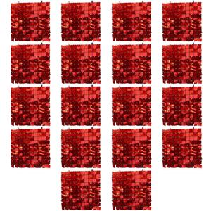 Queenbox 11.8x11.8in 18pcs Bling Wall Backdrop, Square Rainbow Sequin Wall Panel for Wedding Birthday Party Background, Iridescent Red