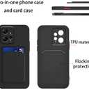 Compatible with Redmi Note 12 4G Case Silicone with Card Holder Black, for Redmi Note 12 4G Phone Case Silicone Liquid Shockproof Protective Slim Cover (Black)