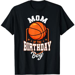 Mom Of The Birthday Boy Basketball Theme Bday Party T-Shirt, Size S
