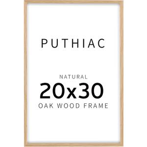 puthiac 20x30 Oak Wood Picture Frames -20"x30" Poster Frames for Wall, 20x30 Picture Frames for Wall, 20 x 30 Picture Frame, 20 x 30 Frame(1 Pack, Beige)
