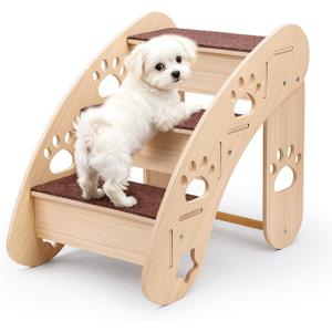 Wooden Dog Stairs, 3 Step, Non-Slip