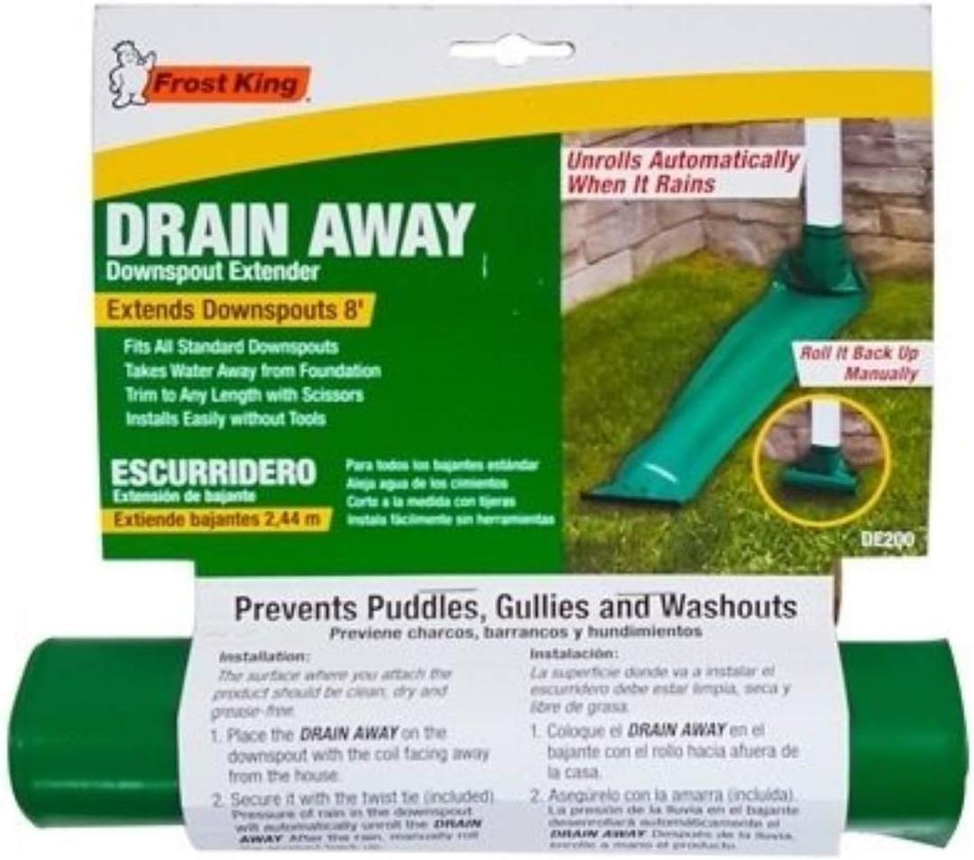 Frost King, DE200, Downspout Extender, 8 ft L Extended, Plastic, Green, Sold As Dozen Frost King, DE200, Downspout Extender, 8 ft L Extended, Plastic, Green, Sold As Dozen