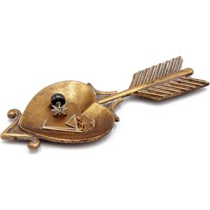 Funly mee Antique Trinket Dish Vintage Love arrow Gold Jewelry Tray, Marriage Ring Holder 8 x 3.3 inches