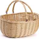 Dicunoy Wicker Picnic Basket with Handle, Large Empty Gift Basket to Fill, Open Top Market Harvest Baskets for Garden, Fruit, Candy, Wine, Easter Egg Gathering, Wedding, Vegetables