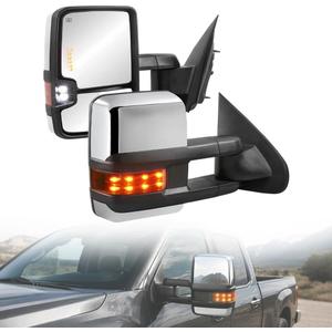 Power Folding Towing Mirror Assembly Pair, Power Heated Tow Mirror Set with Turn Signal and Amber Running Light, FIT Chevy Silverado 1500 2014-2018 2500HD 3500HD 2015-2019, FIT GMC Sierra