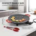 Electric Indoor Grill Nonstick, 14” Round Electric Griddle with Adjustable Temperature Control,for Pan Searing Steaks, Breakfast, BBQ & Family Meals, Bonus Spatula,Oil Brush & Food Tongs