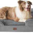 Bedsure Orthopedic Dog Bed for Large Dogs - Big Washable Dog Sofa Beds Large, Supportive Foam Pet Couch Bed with Removable Washable Cover, Waterproof Lining and Nonskid Bottom, Grey (38.0"L x 28.0"W x 6.5"Th)