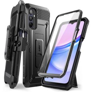 SUPCASE Unicorn Beetle Pro for Samsung Galaxy A15 Case with Screen Protector [Built-in Stand & Belt-Clip] [Military-Grade Protection] 360 Full-Body Rugged Phone Case for Galaxy A15 5G (2024), Black