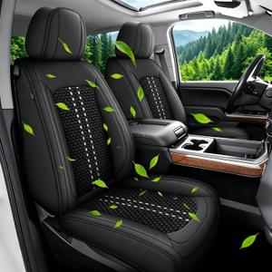 Custom Breathable Ice Silk Full Set Seat Covers for Chevy Silverado GMC Sierra 2007-2026 1500 2500HD 3500HD Z71 Trail Boss Denali LTZ High Country Crew Double Extended Cab Protector Black