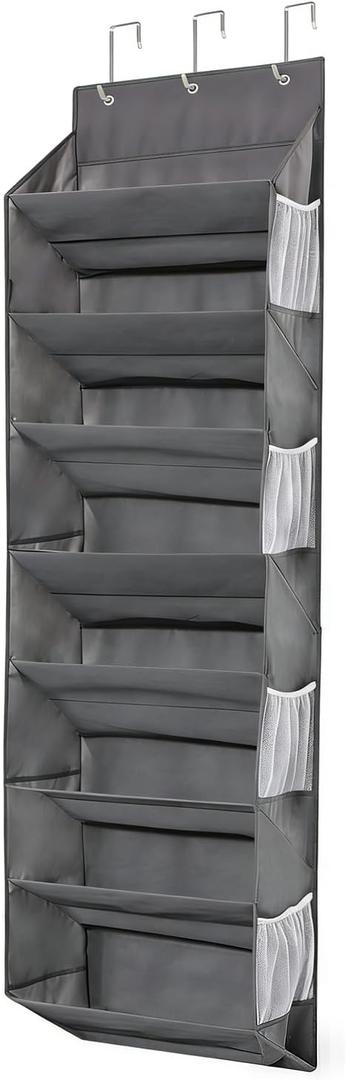 Miracsnail Over the Door Shoe Organizer Hanging with 8 Mesh Pockets 8 Wire Large Deep Pockets, 50lbs Weight Capacity Fits 16 Pairs Shoes Door Shoe Rack Store for Closet and Narrow Door 1 Pack