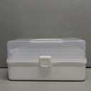 12.9in Three-Layer Multipurpose Storage Box with Handle Portable Tackle Box Folding Art & Craft Case Sewing Supplies Organizer for Makeup, Medicine, Nail, Hair Accessories (White) (Large)