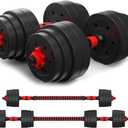 Adjustable Weight Dumbbells Set to 88Lbs, Free Weight Dumbbell with Connecting Rod Used As Dumbbell Barbell set, for Men and Women Home Gym Work Out Training Fitness Equipment All-Purpose